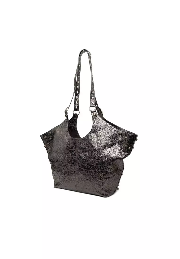 Pre-Loved Balenciaga Medium Metallic Crinkled Lambskin Le Cagole Carry All Tote