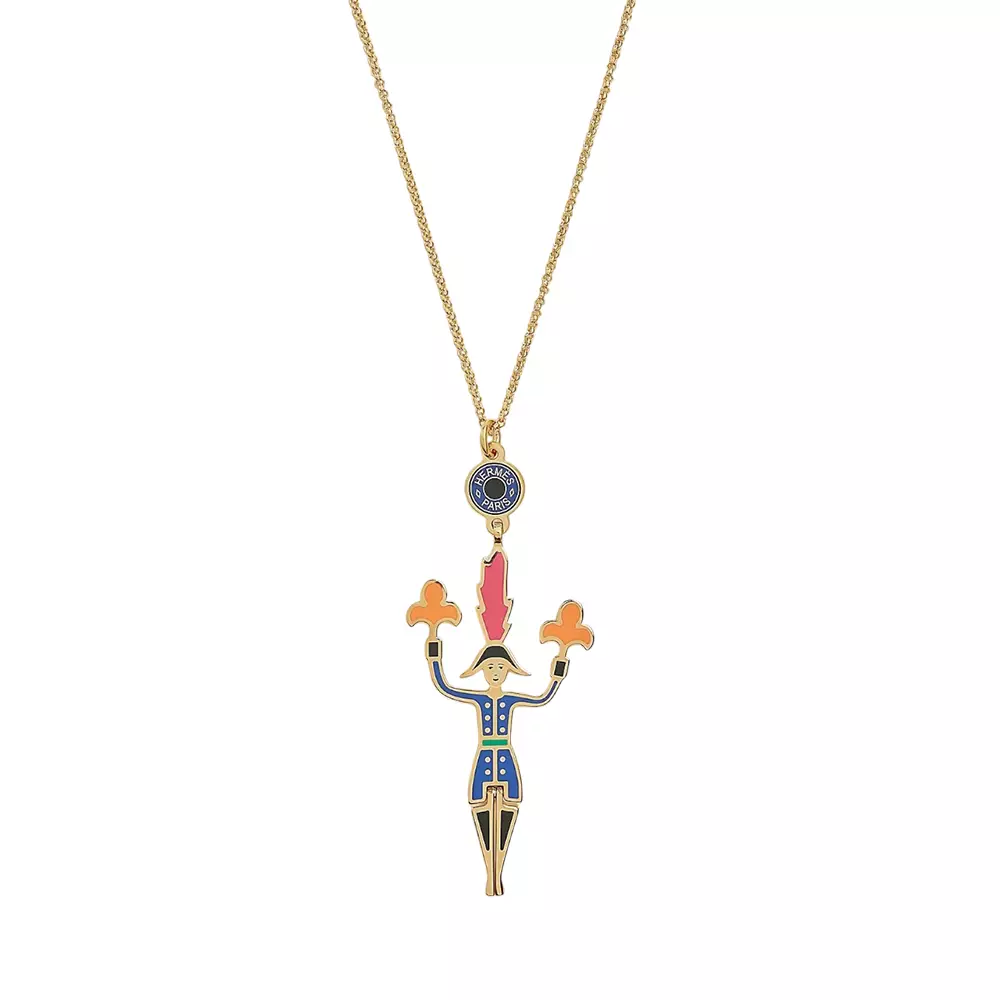 Collier Artificier Hermès - Métal Laqué Argenté - Occasion - Bijou De Marque