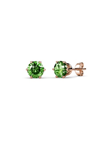 Her Jewellery green and gold Birth Stone Earrings (August, Rose Gold) - Made with premium grade crystals from Austria A6936ACBF32C67GS_1