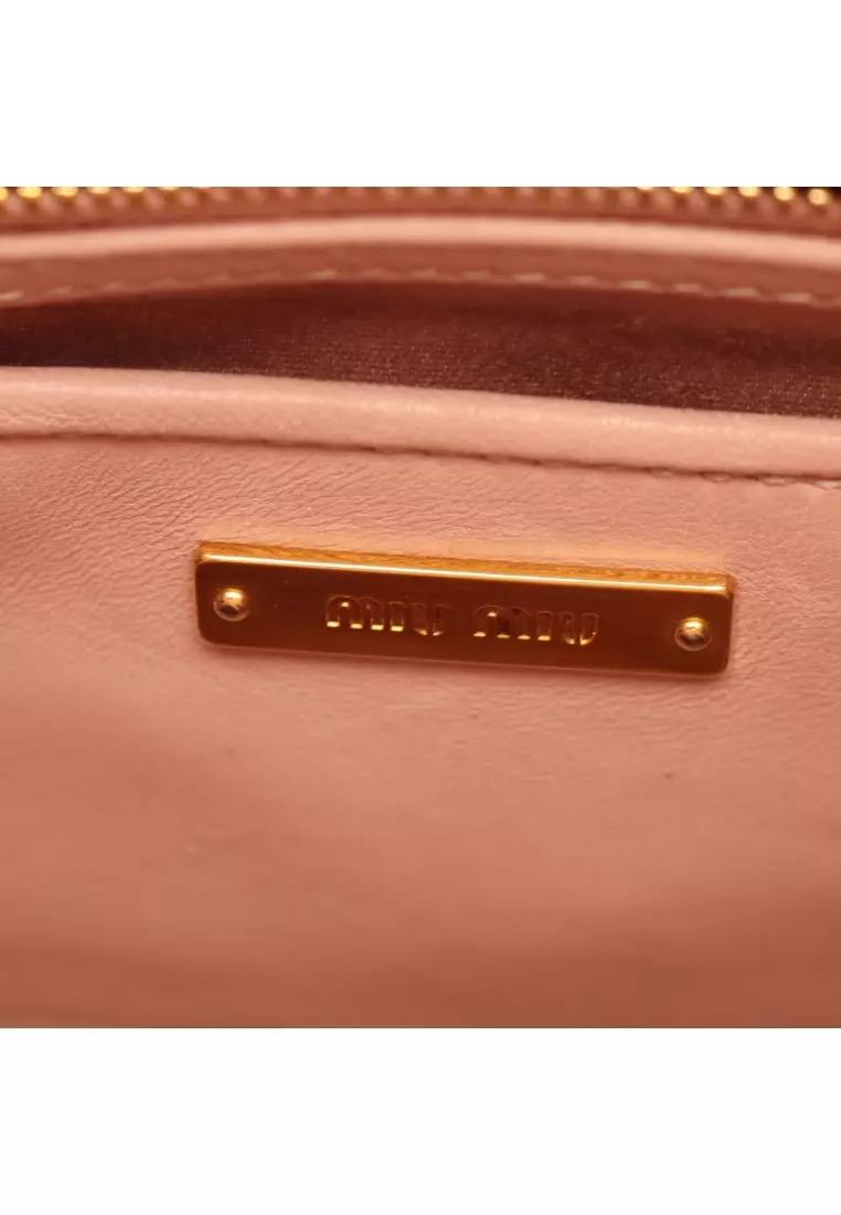 Pre-Loved MIU MIU matelasse 2WAY Handbag leather pink beige