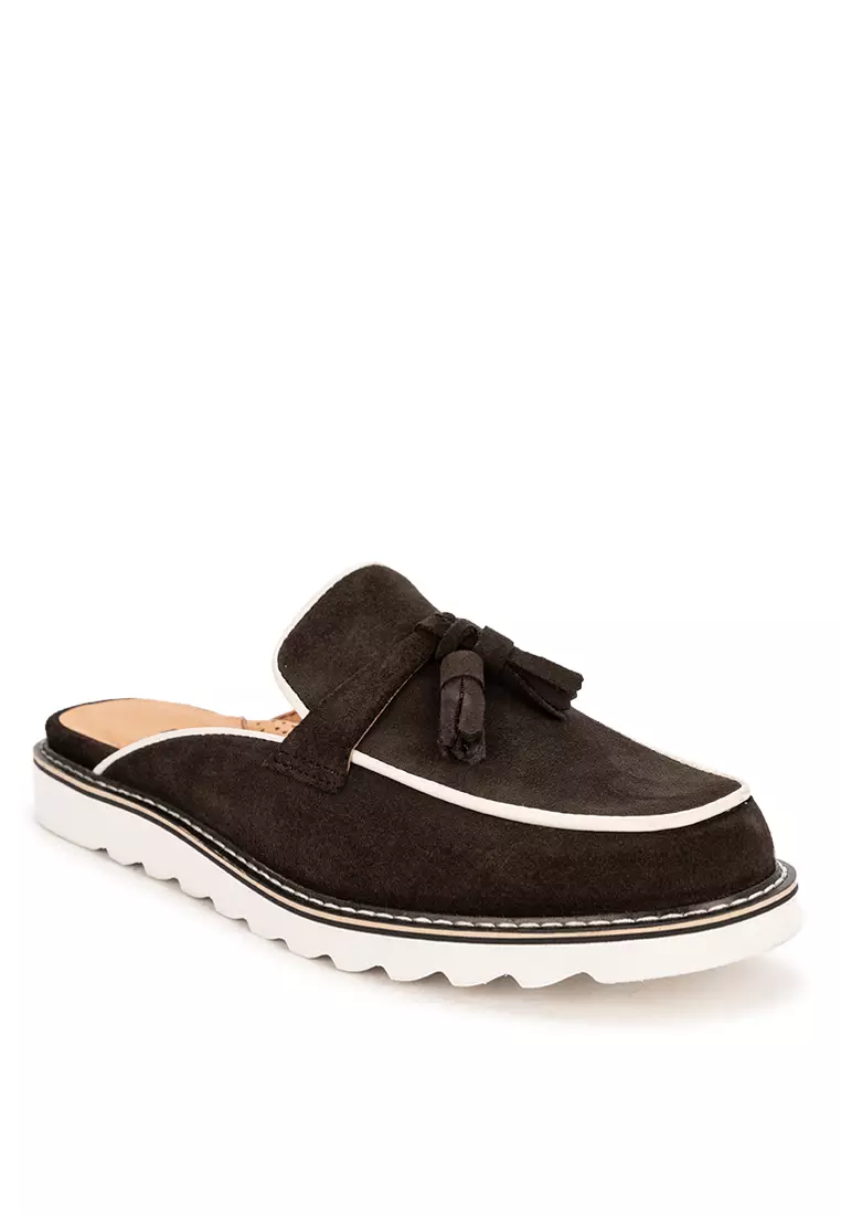 Discount on Bristol Shoes  shoes - SKU: Alexandra Dark Gray Tassled Mule