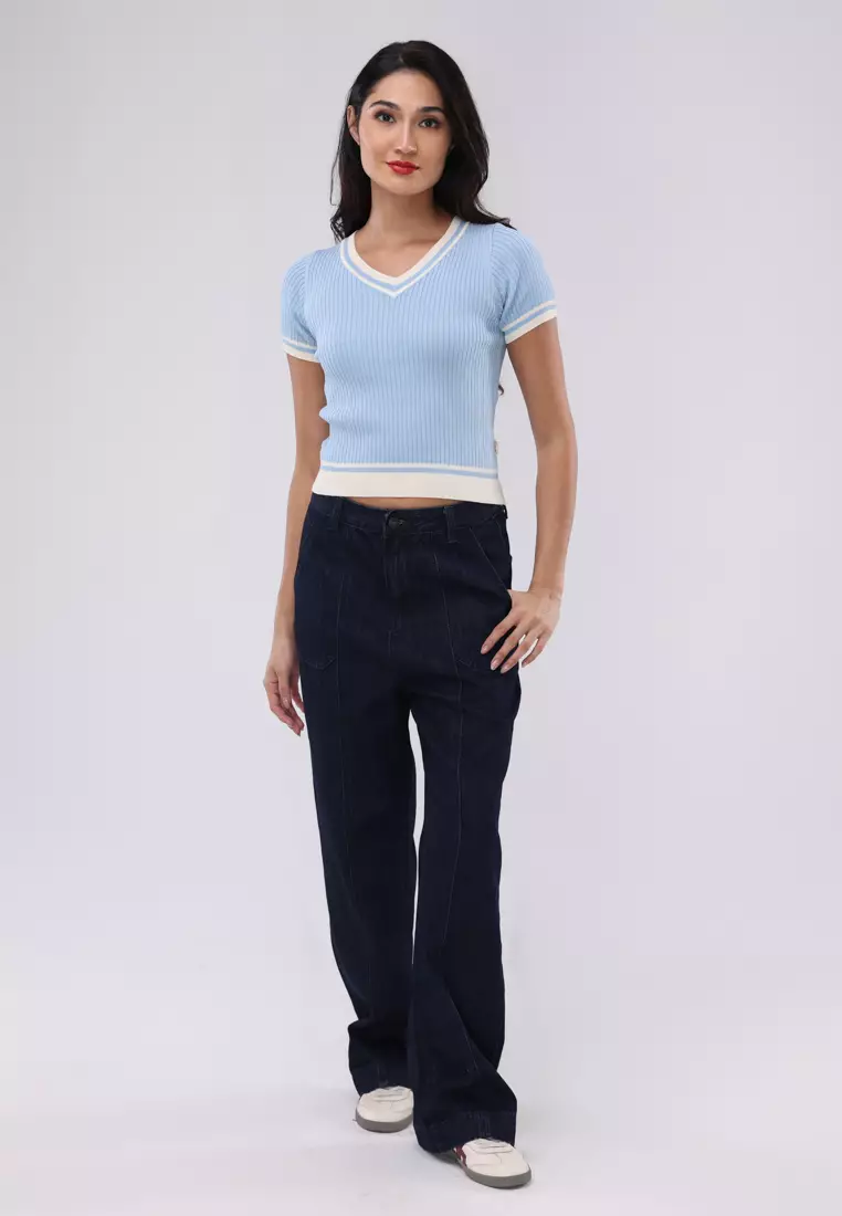 Knitted Short Sleeves Top