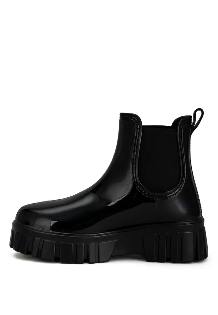 Chunky Chelsea Rain Boots In Black