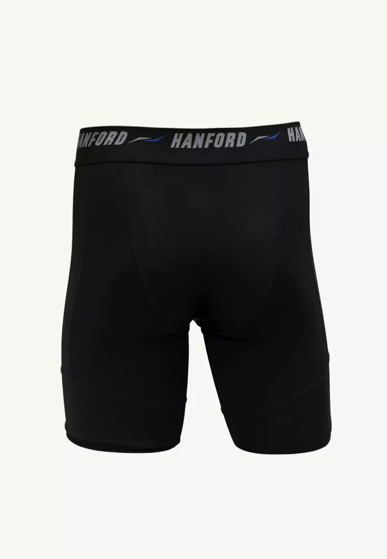 Athletic Men Quick Dry Compression Knee Length - Black/Blue Line (Single Pack)