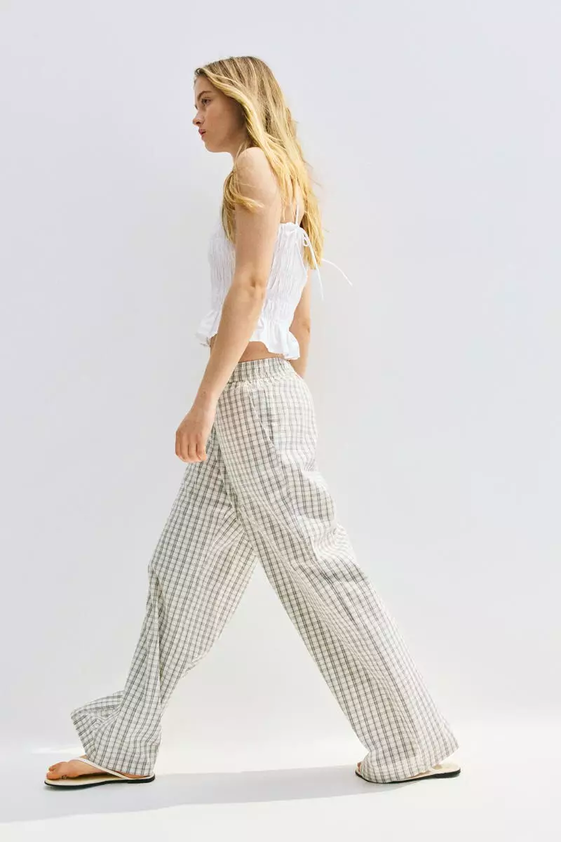 Seersucker drawstring trousers