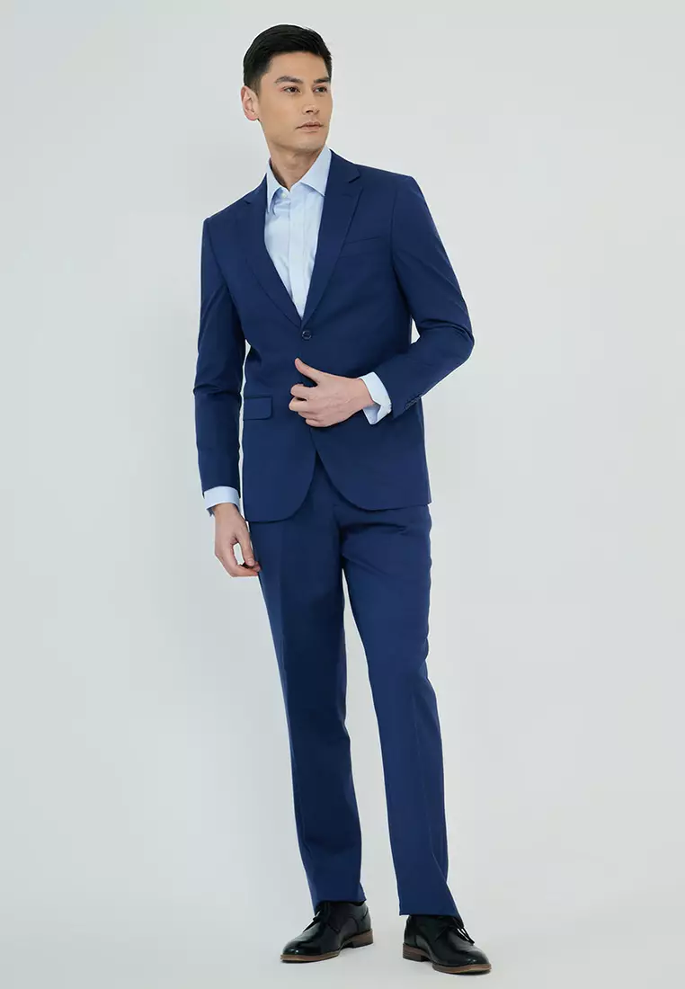 Solid Stretch Slim Fit Suit Blazer