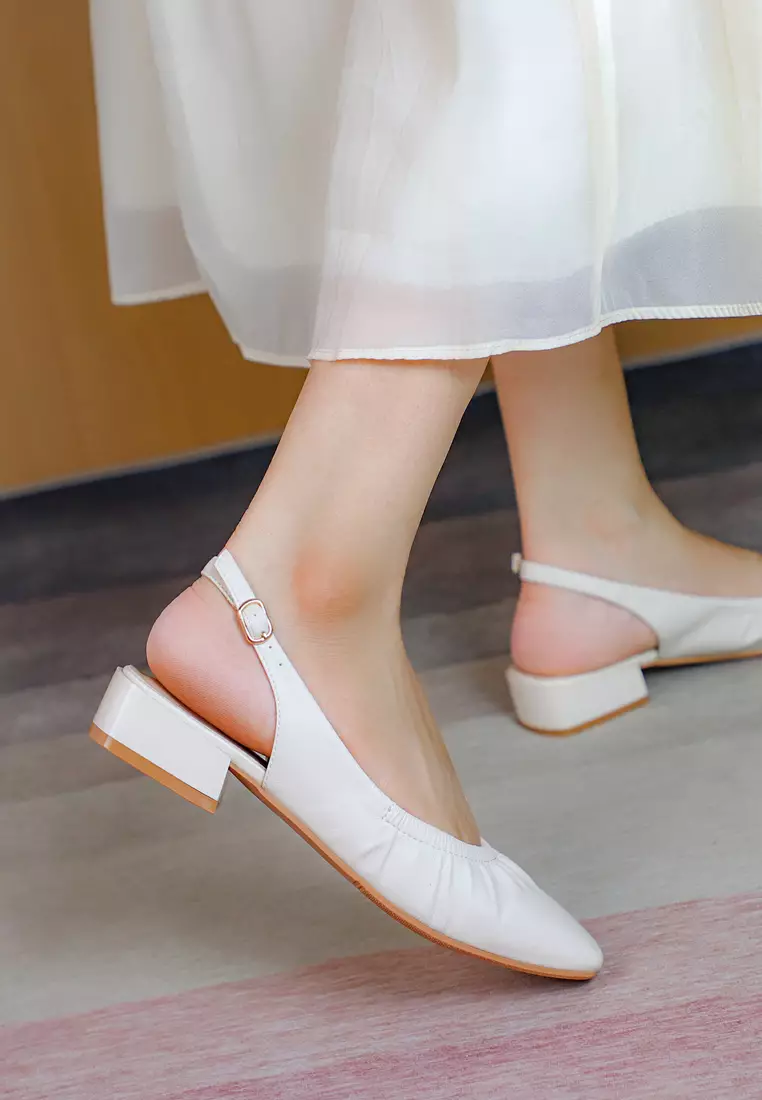 Microfiber Leather Slingback Mid Heel BY3618-9