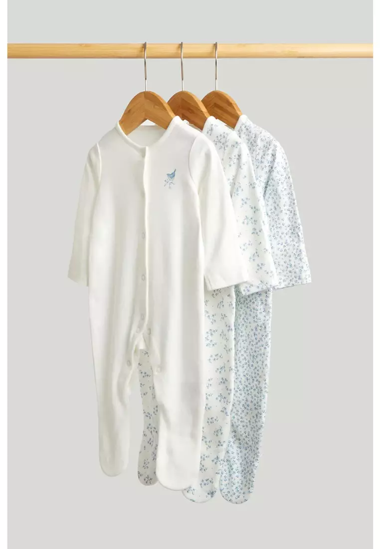 Ditsy Baby Sleepsuits - 3 Pack