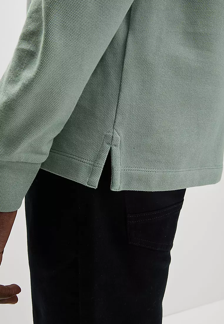 Pure Cotton Long Sleeve Polo Shirt