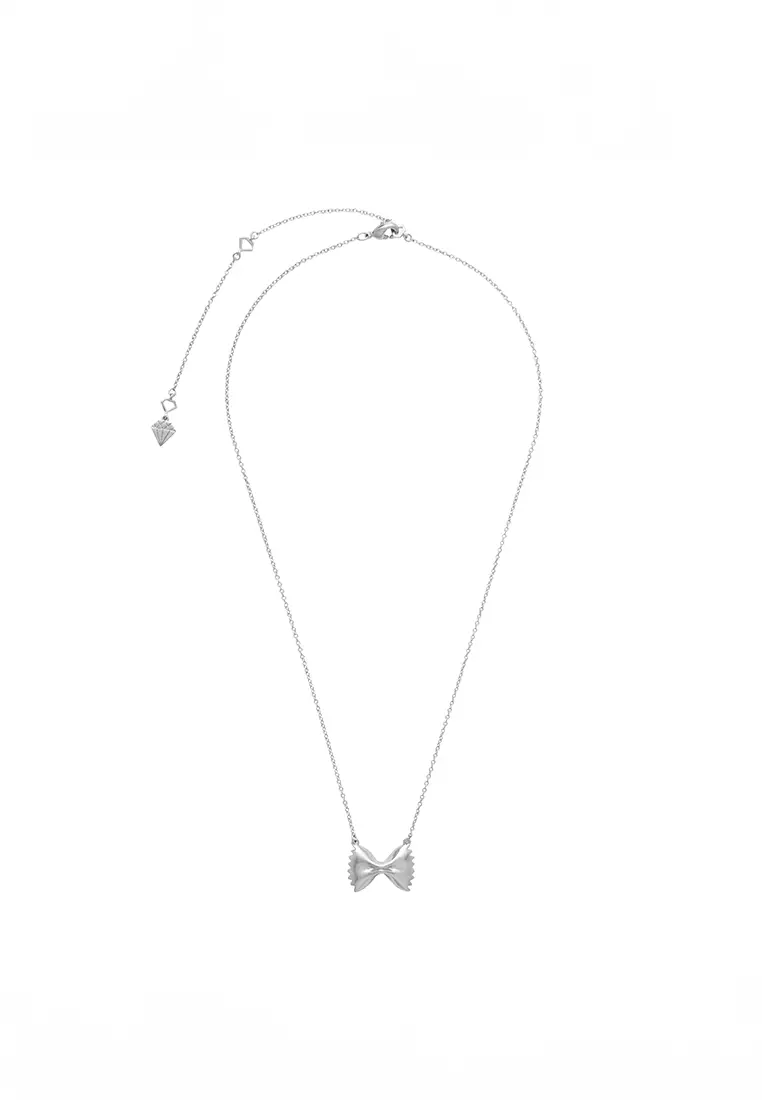 Bow Tie Pasta Silver Necklace
