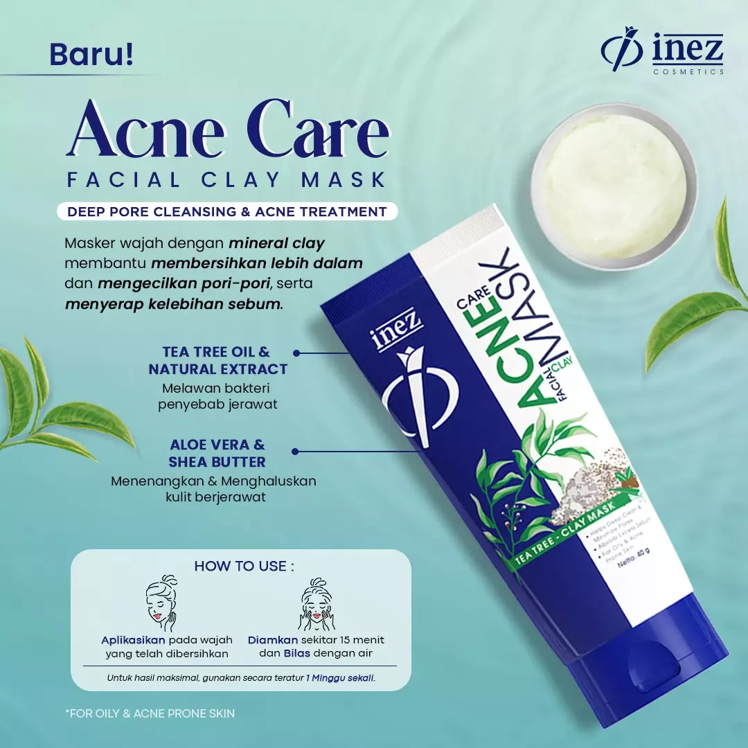 Jual Inez Cosmetics Inez Acne Care Facial Clay Mask 40 Gram Original