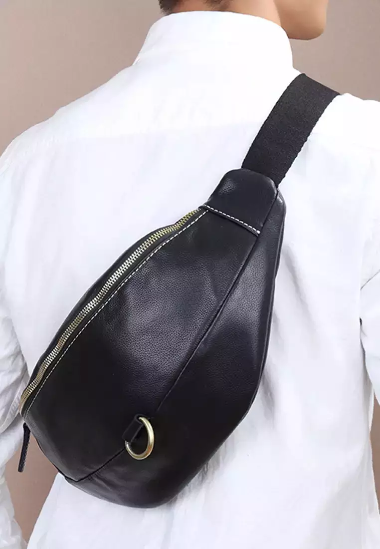 Men Genuine Leather Belt Bag