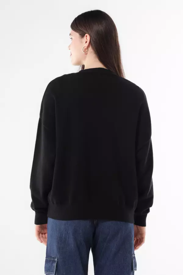 MINIMAL - Saturn - Cardigan Rajut Relaxed Fit - Black Warna Black