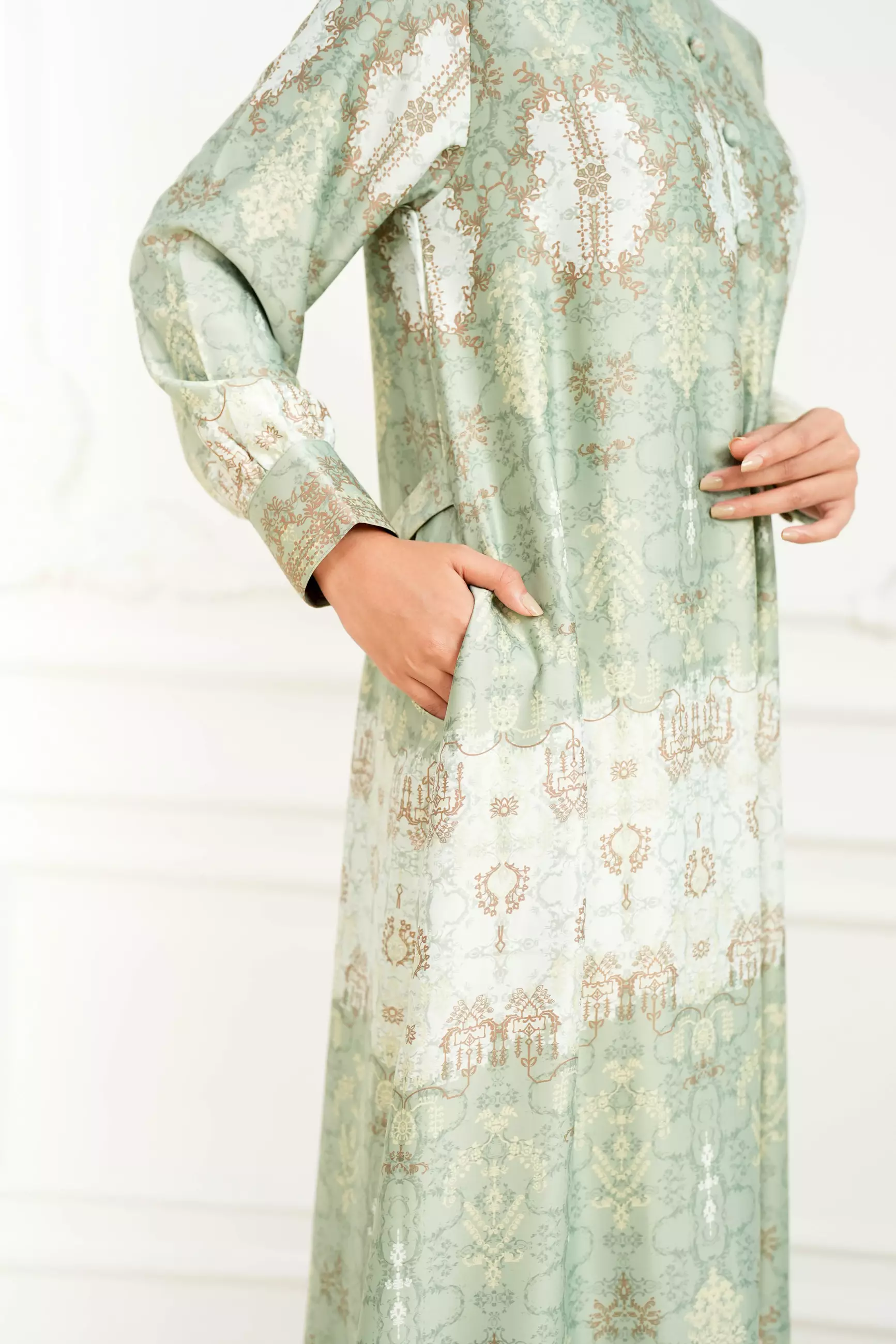 Sarimbit Arunika Sage Green Wanita  Gamis Dress