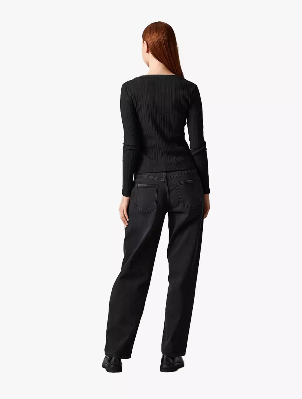Calvin Klein Jeans - Boat Neck Rib Knit Slim Top - Black - black