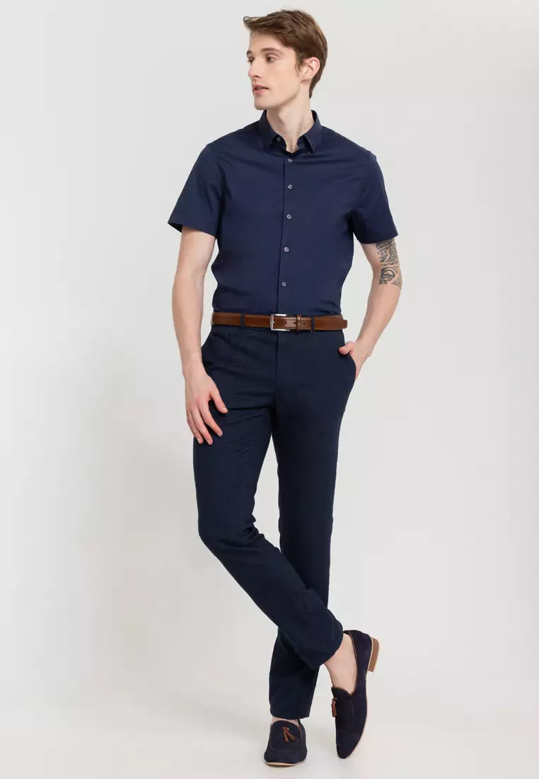 Woven Short Sleeves Casual Poplin Stretch