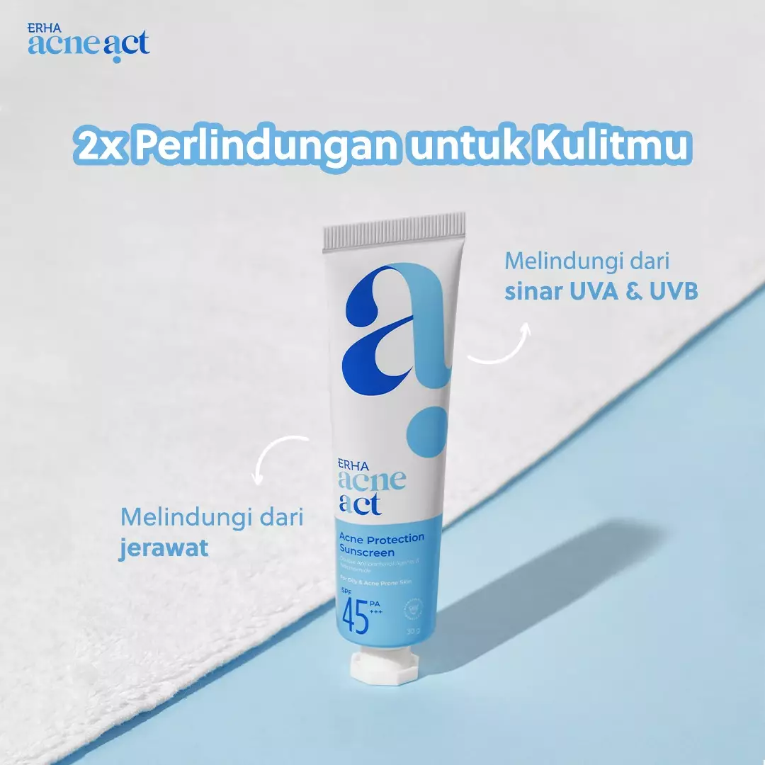 ERHA Acneact Acne Protection & Oil Control Sunscreen SPF 45+++ 30 g Sunscreen Jerawat Niacinamide