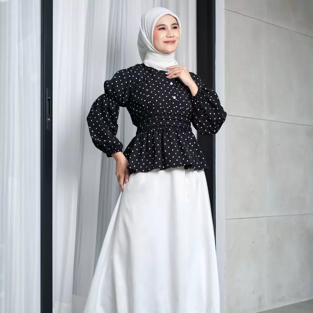 Leoni Blouse Polkadot - Polka Black M20084 R36S3