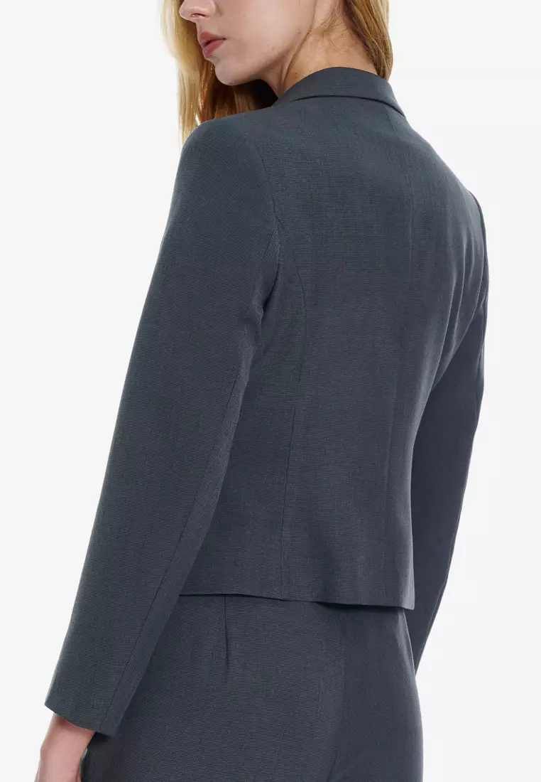 深灰色修身版西裝外套(可機洗)