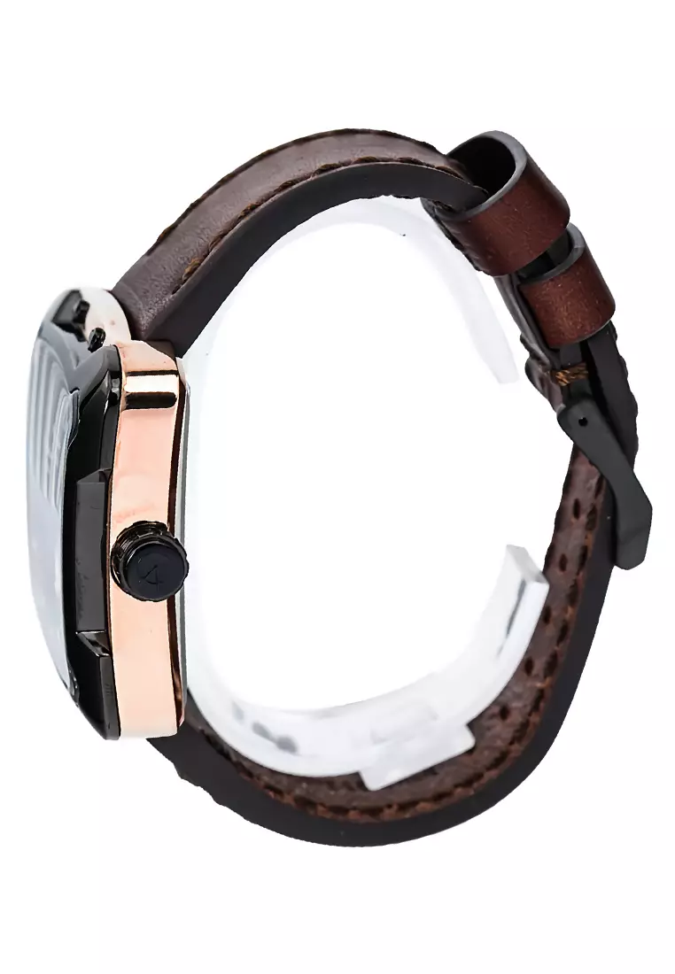 Alexandre Christie Automatic - Jam Tangan Pria - Rosegold - Brown Leather Strap - 3039 MALBRBA
