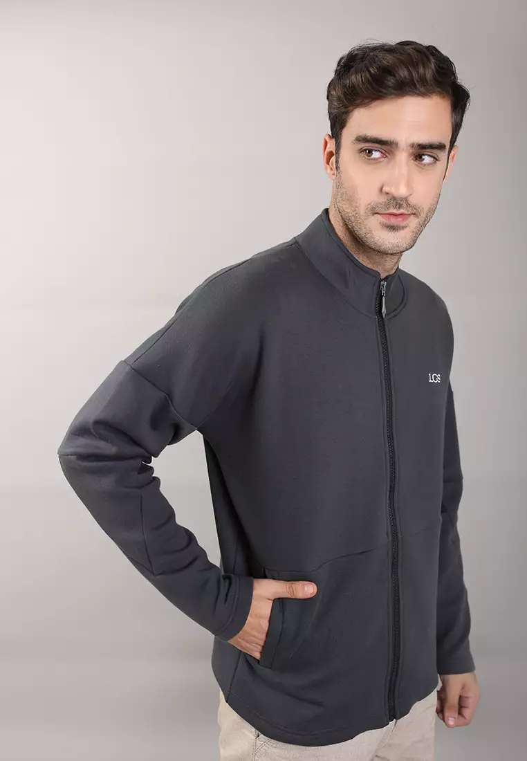 LGS - Jaket Casual Pria - Full Resleting - Abu-Abu Gelap - JJK.564.202.002.C
