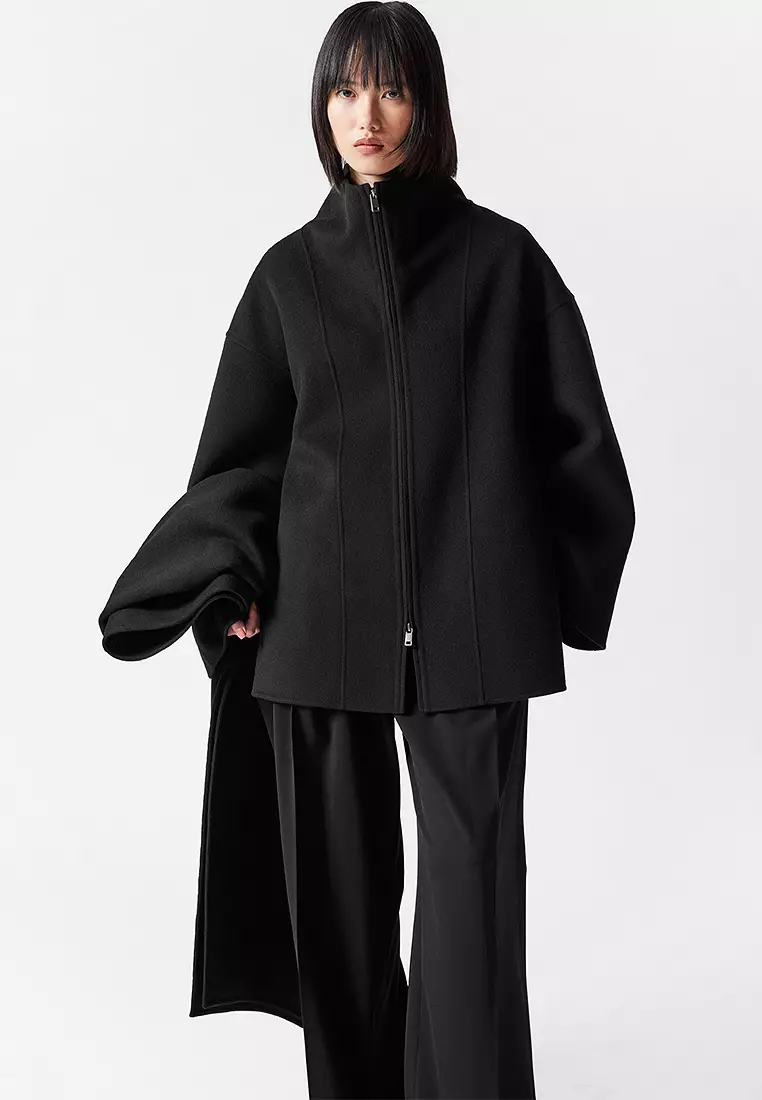 Wool blend cape coat other stories clearance