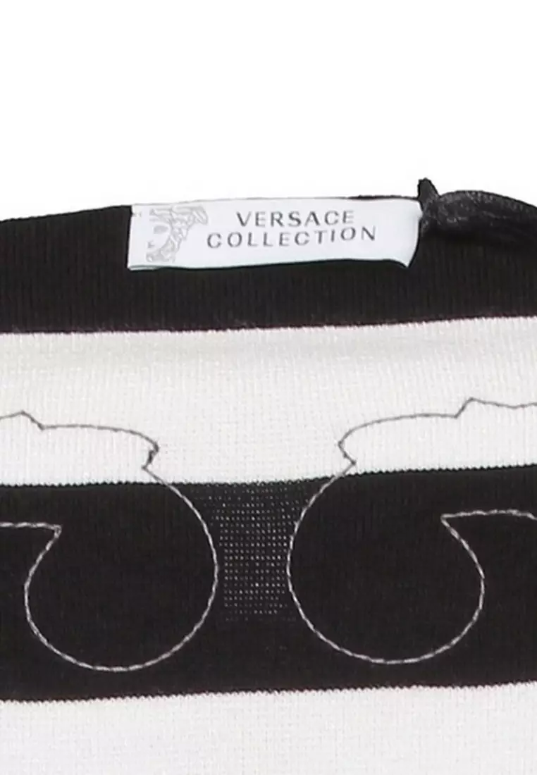 Patch Details Stripes Sweater in Black,White