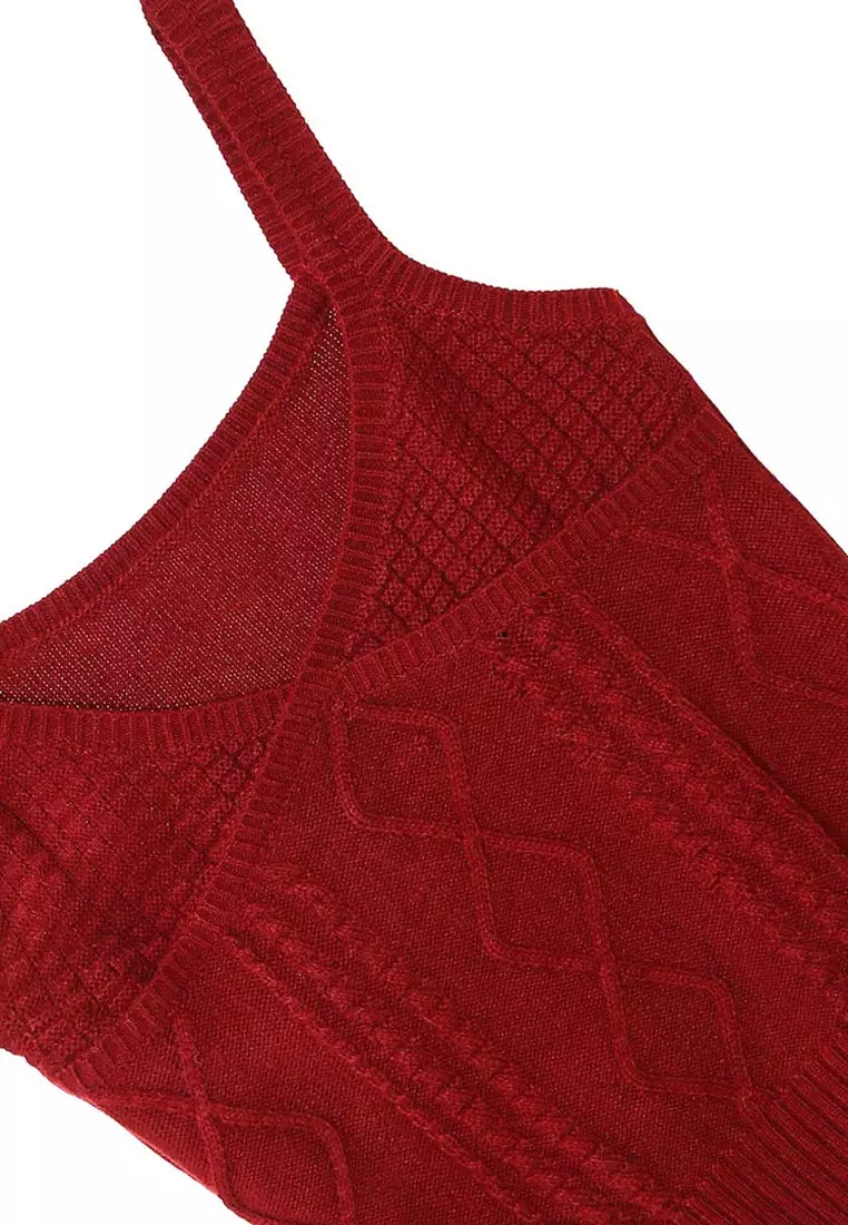 Maroon Knitted Tank Top