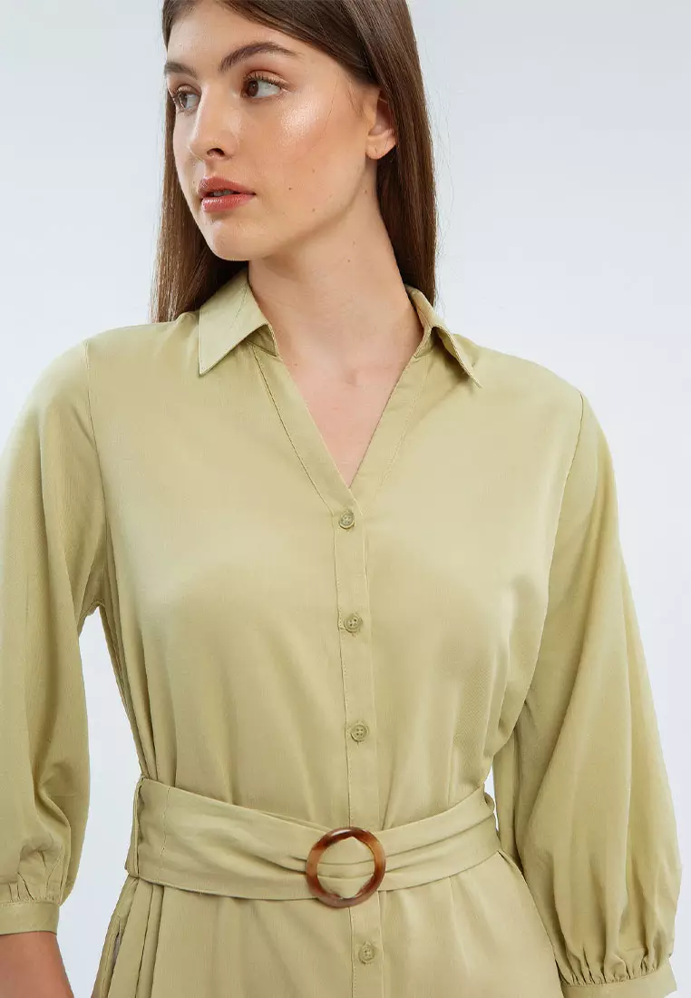 Minimal Vivian Dress Lime Green Warna LIME GREEN