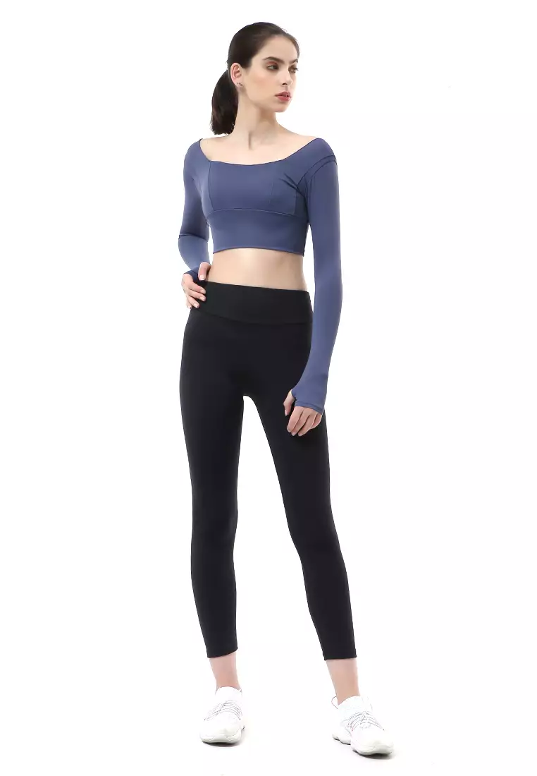 Mikayla One Set Pakaian Olahraga Wanita Atasan & Celana Panjang Kombinasi Warna Material Polyester ORIGINAL - Navy Black