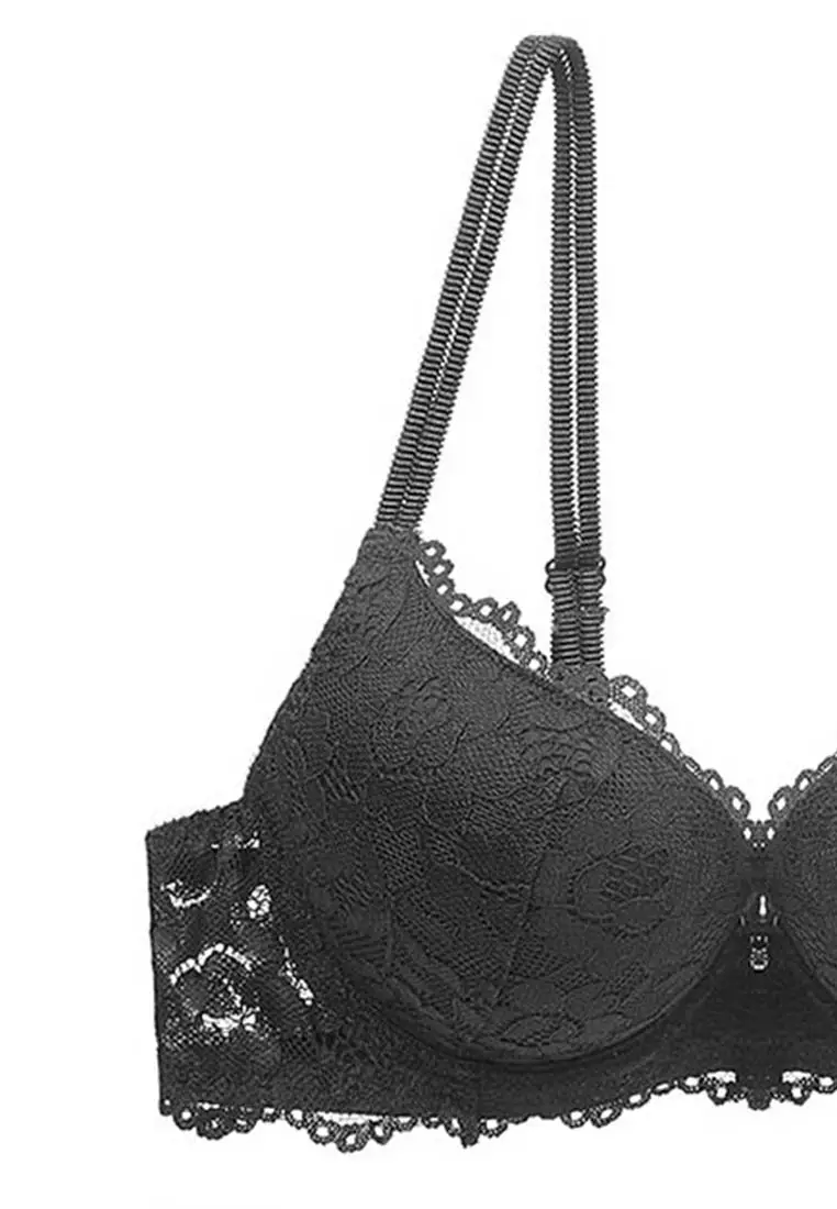Lace Underwire Bra with Panty Set CA123114BK