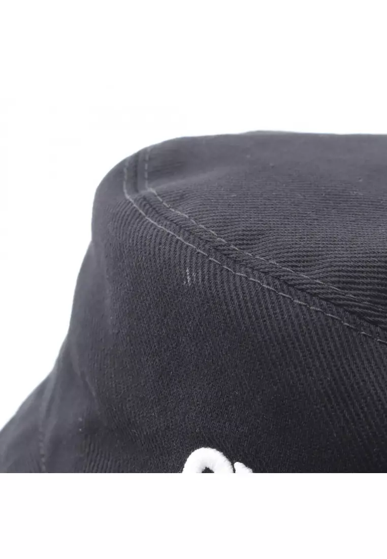 Pre-Loved MIU MIU bucket hat hat logo embroidery cotton black