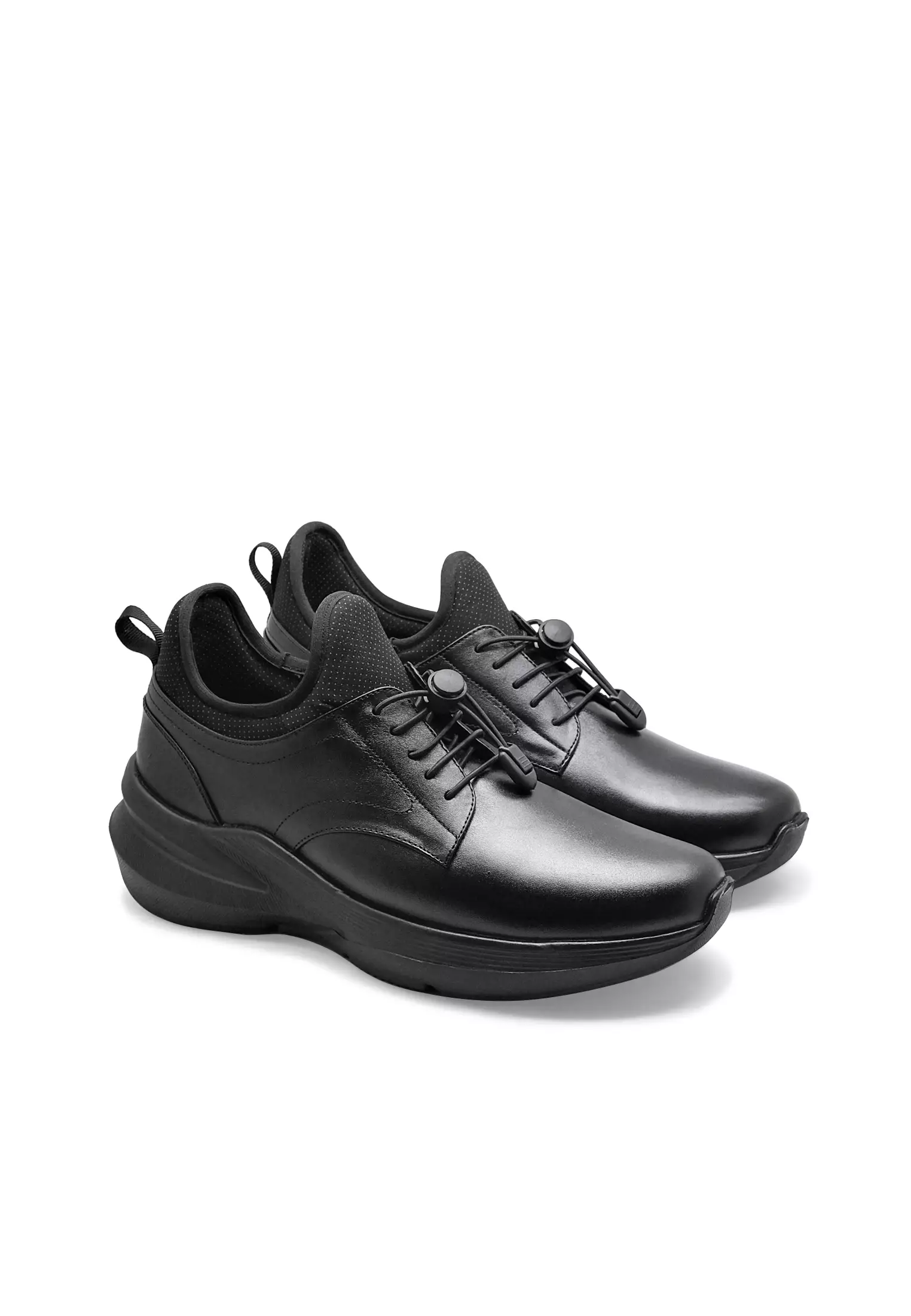 Flavio Sepatu Sneakers Casual Pria  Tali Kulit Asli  Sol Ringan  Black