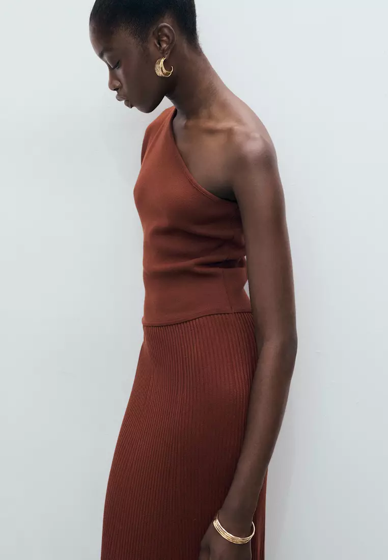 Asymmetrical Combined-Knit Dress