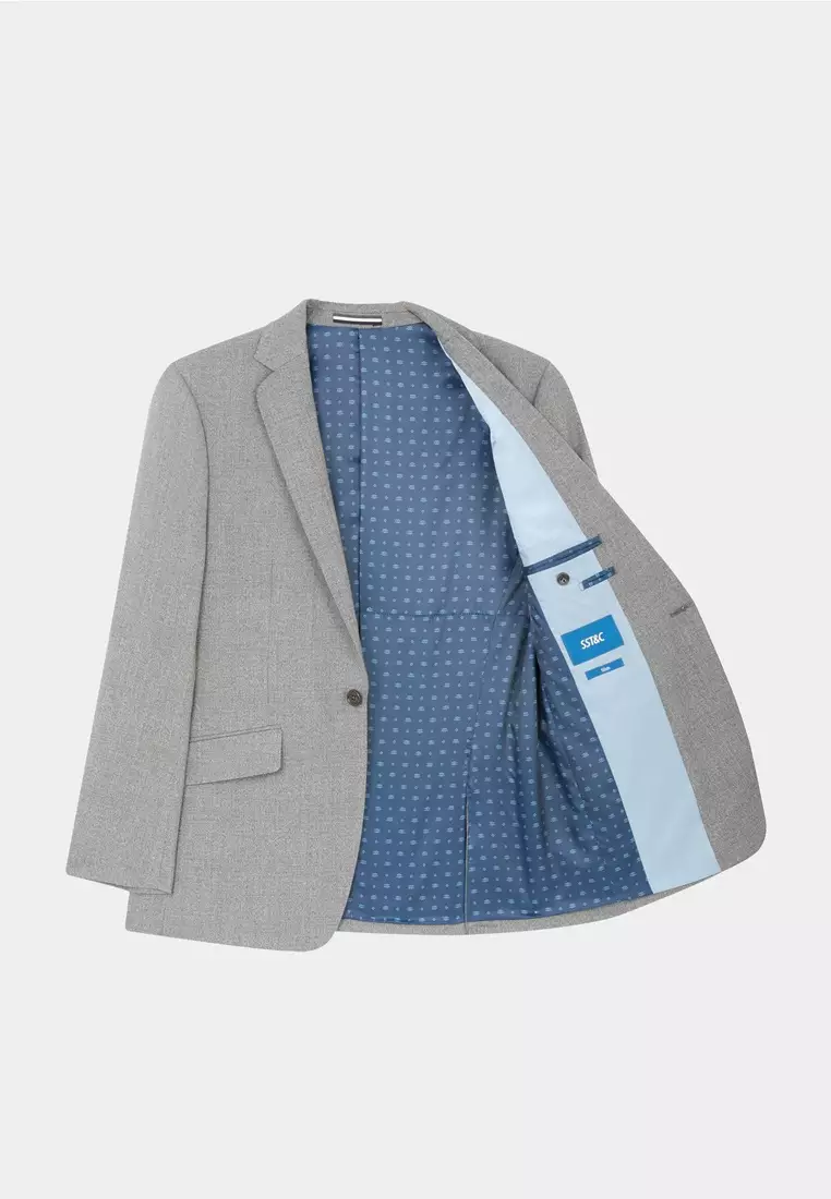 鐵灰色修身西裝外套