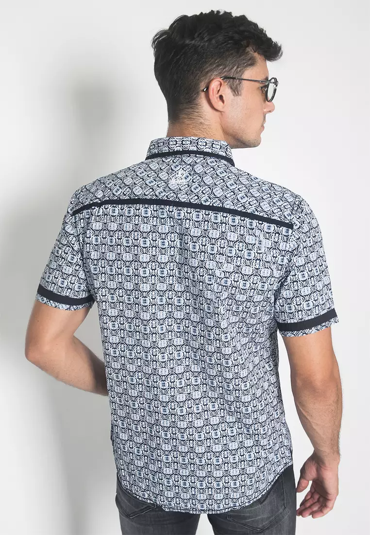 LGS - Kemeja Pria Casual - Corak - Putih - Slim Fit - JSH.392.S726F.539.C