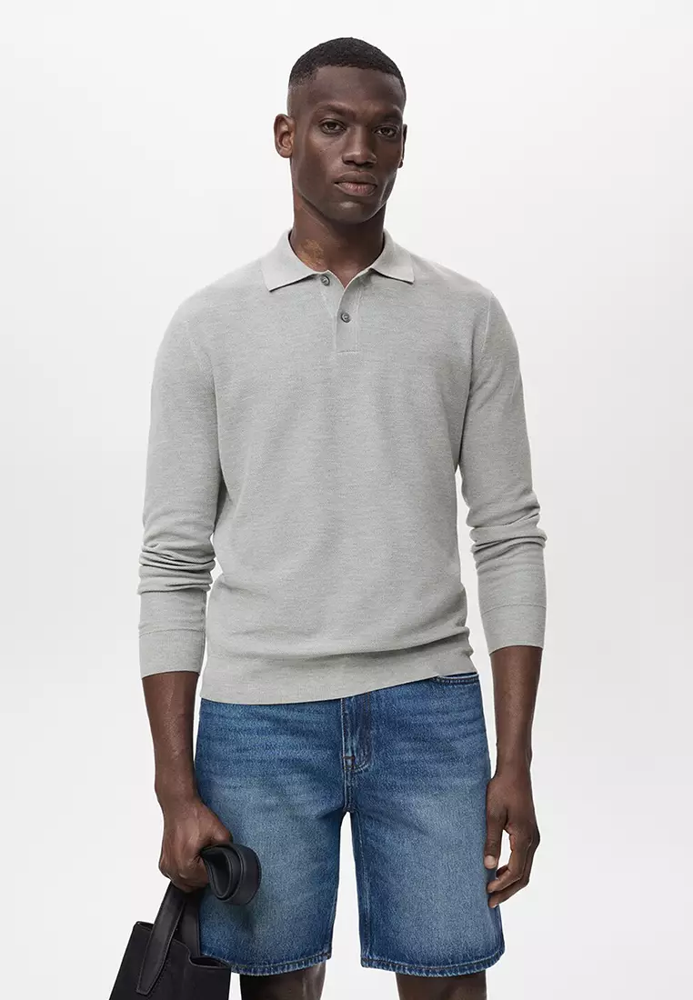 Micro-Structured Cotton Polo Shirt