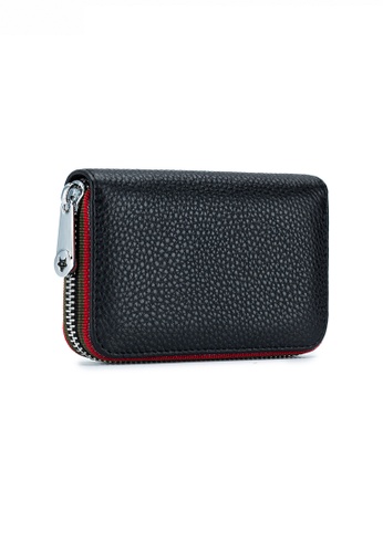 HAPPY FRIDAYS black Full Grain Leather RFID Security Zip Wallet JW AN-7358 9A7F0ACC0BF82AGS_1