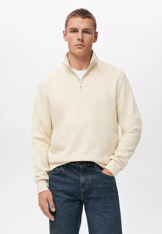 Regular-Fit Cotton Sweatshirt With Zip