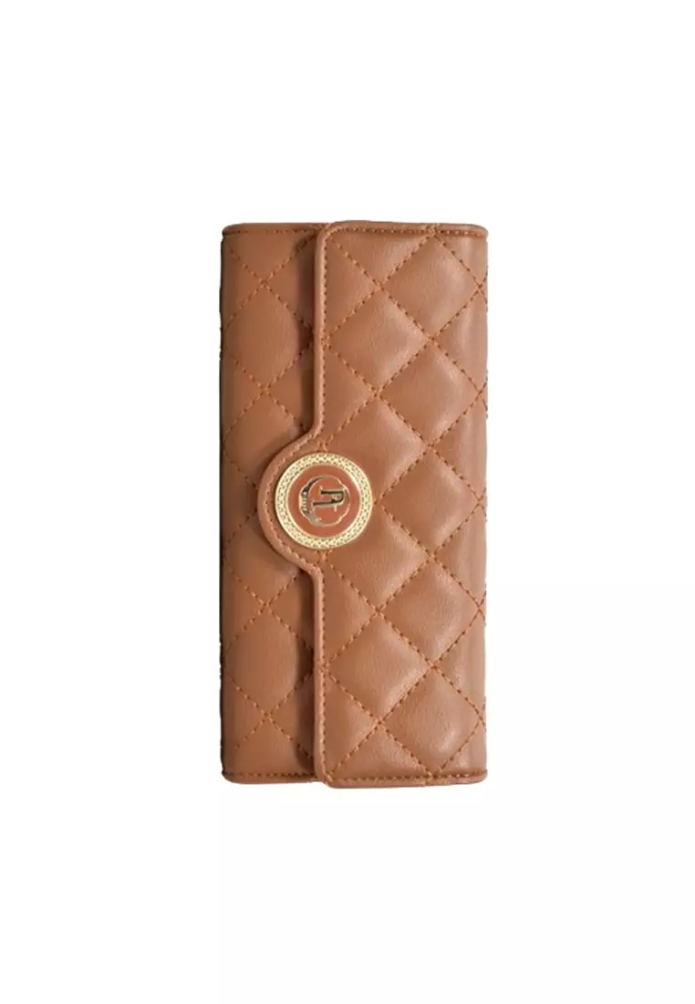 Dompet Wanita Panjang Elenora Wallet Bahan Kulit PU Leather Premium BAEOS ORIGINAL - Brown