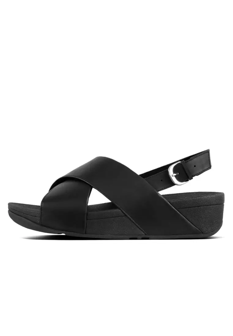 LULU Women's Leather Cross Back-Strap Sandals - Black (K03-001)