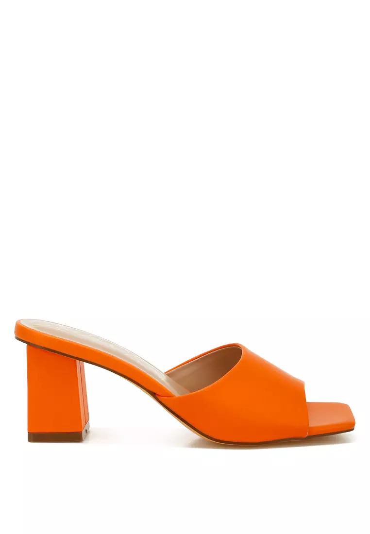 Discount on London Rag  shoes - SKU: Faux Leather Block Heel Sandals in Orange