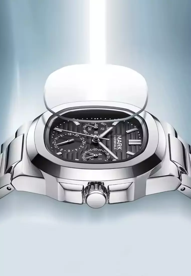 中性石英手錶，39 毫米，金屬錶鍊