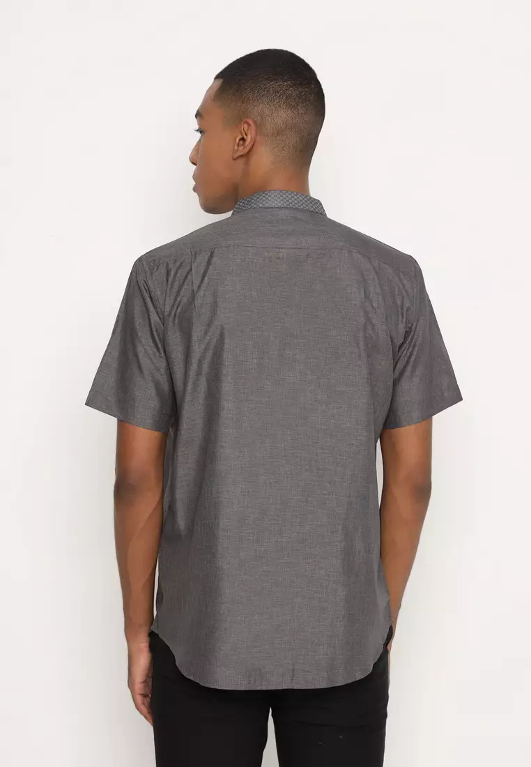RBJ Kemeja Koko Border Abu Regular Fit Pria