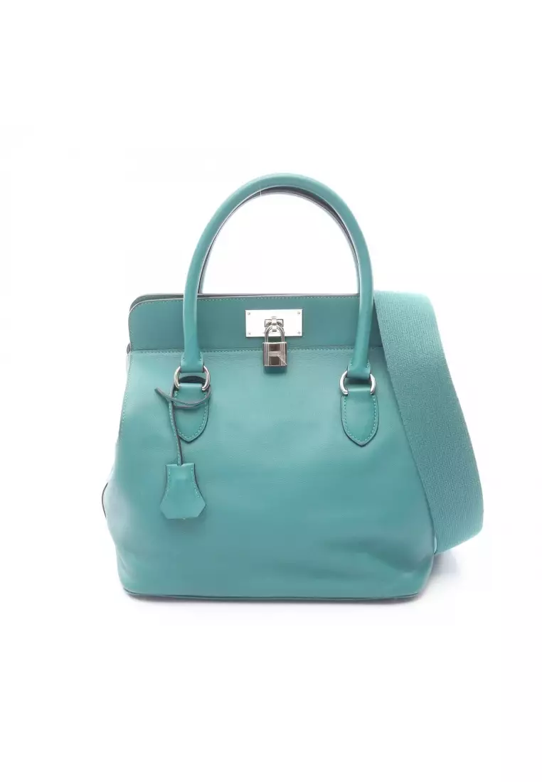 Pre-Loved Hermès Toolbox 26 Malachite Handbag Veau Swift green silver hardware □ R stamp