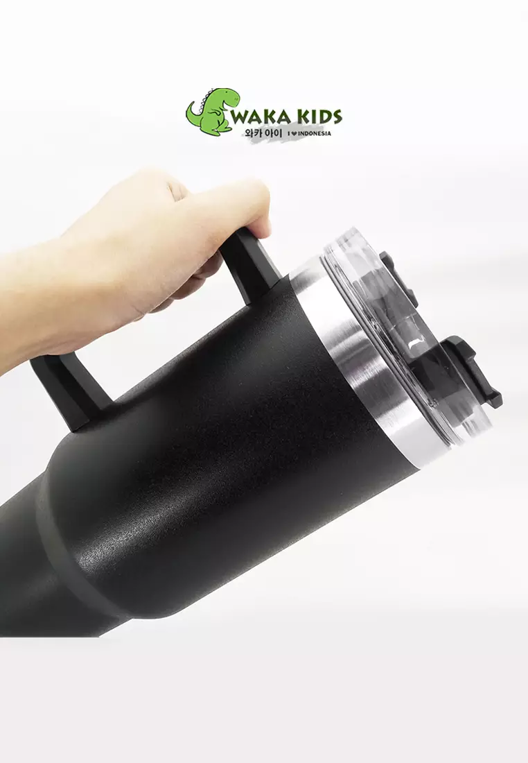 Wakakids Gelas Termos Tumbler Gagang Stainless Steel dengan Sedotan Ukuran Jumbo 1300ml K6601 Venrc