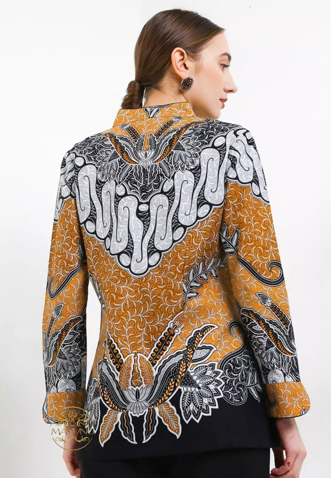 Blouse Batik Gelung Oranye Premium Slimfit Elegant