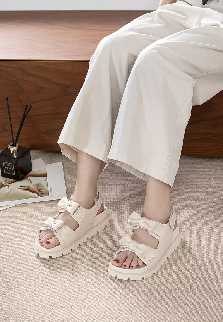 4CM Double Bowknot Strap Comfortable Flat Shoes TH723-3