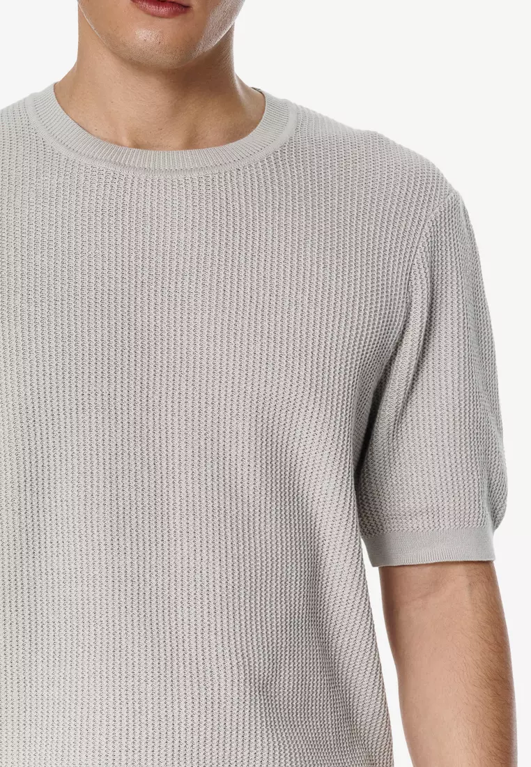 Glacier Grey Pure Cotton Crewneck Knit