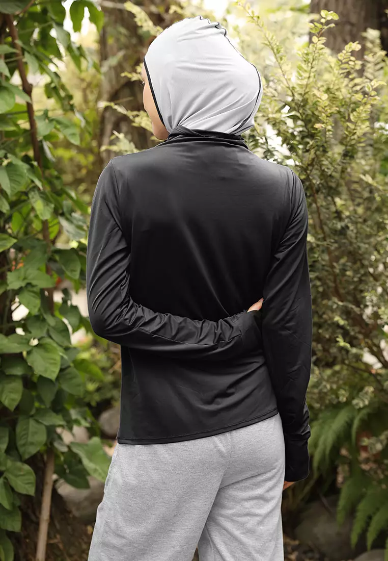 Zelena - Haya Inner Thumbhole Dry Fit | Kaos Olahraga Polos - Black - L